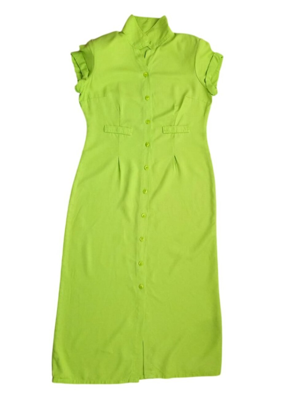 Vintage Russ Berens Green Tencel Shirt Dress Women’s Size M Midi